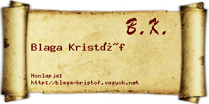 Blaga Kristóf névjegykártya
